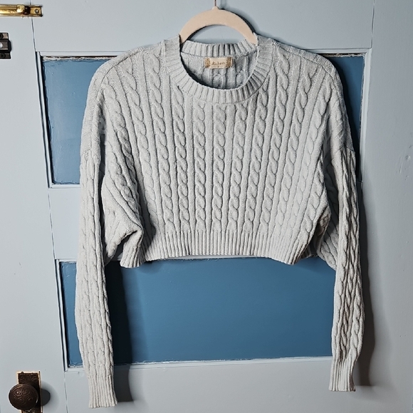 Altar'd State Baby Blue Crew Neck Crop Sweater - Picture 1 of 9